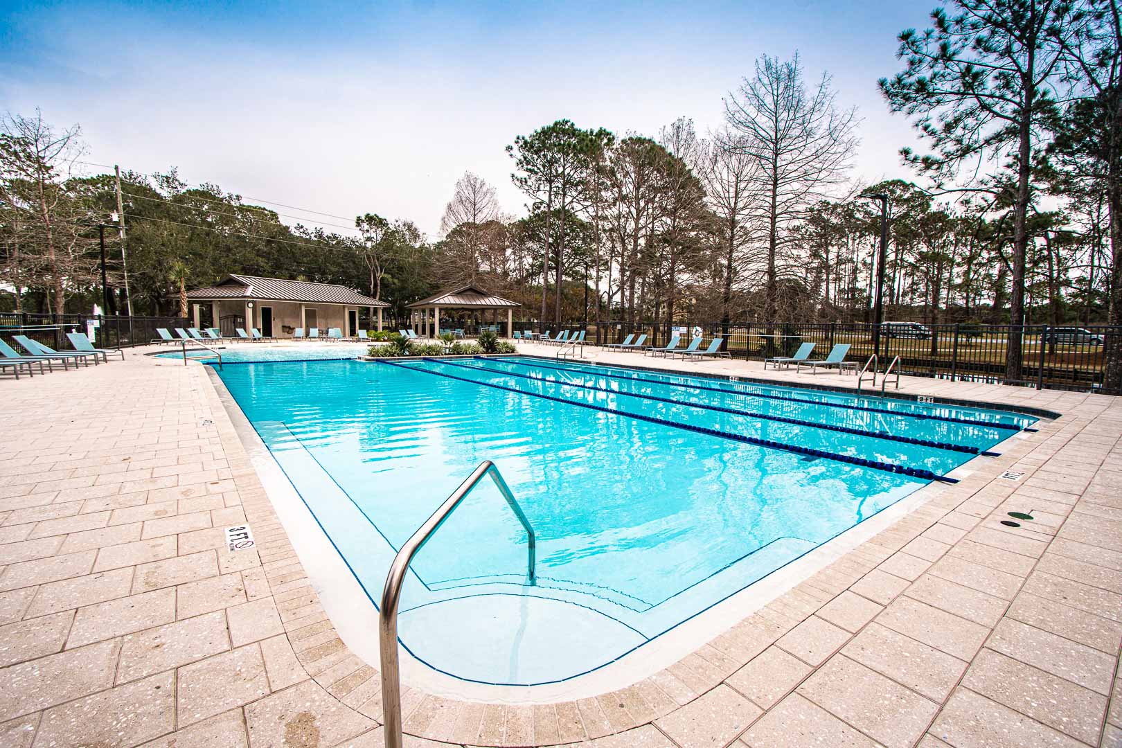 An expansive outdoor swimming pool at VRI's Bay Club of Sandestin in Florida.